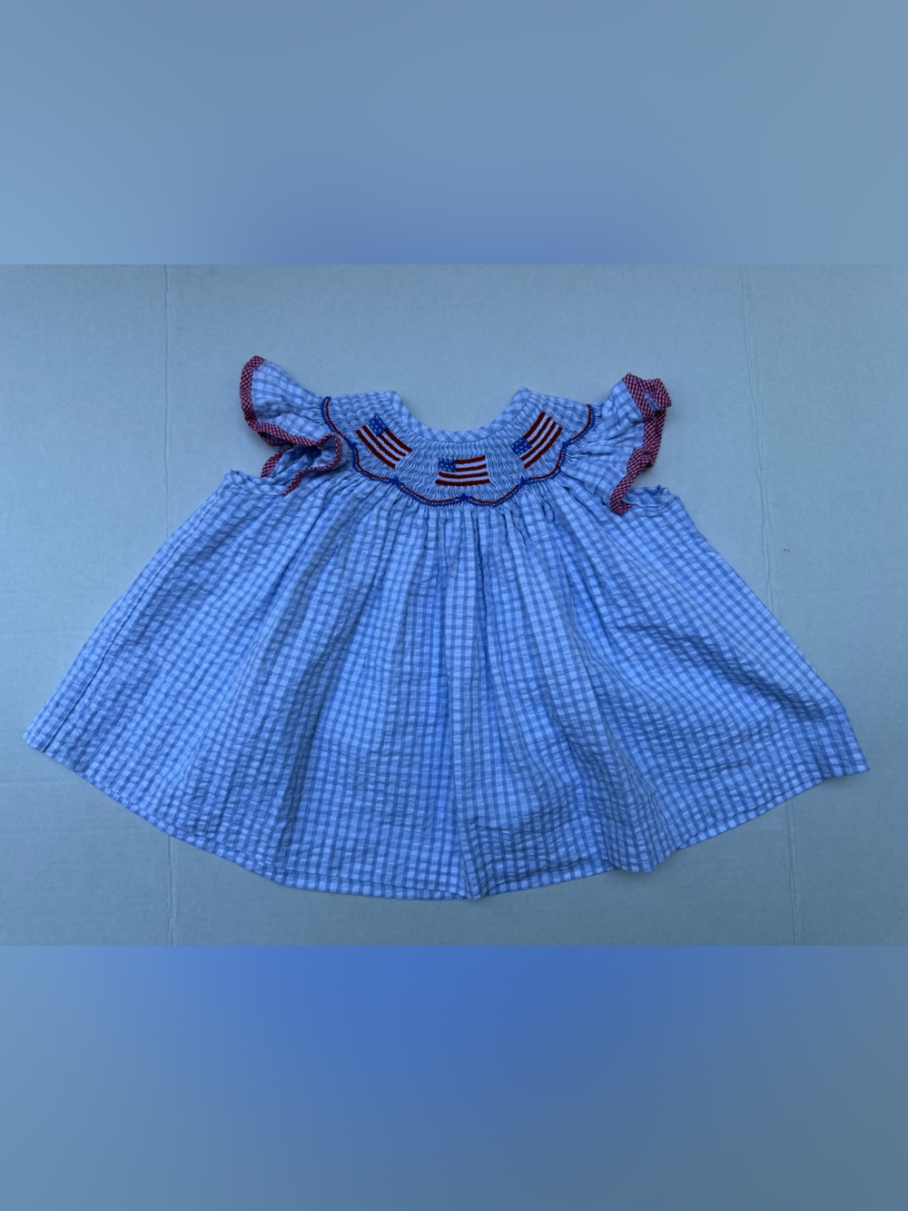 Classic Whimsy Smocked Dress with American flags